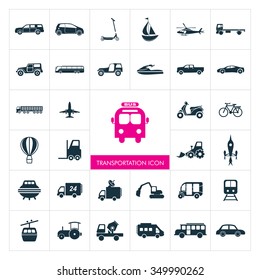 Transportation icons set. Vehicle Icons.