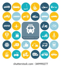 Transportation icons set. Vehicle Icons.
