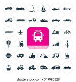 Transportation Icons Set. Vehicle Icons.