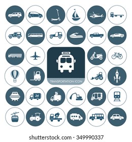 Transportation icons set. Vehicle Icons.