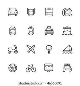 Transportation icons. Strokes have not been expanded.