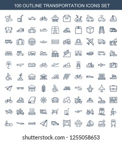transportation icons. Trendy 100 transportation icons. Contain icons such as train, luggage weight, sailboat, handle with care, luggage storage. transportation icon for web and mobile.