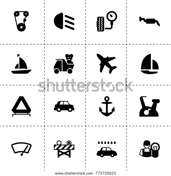 Transportation icons. vector\
collection filled transportation icons. includes symbols such as\
car, timing belt, car emergency sign. use for web, mobile and ui\
design.