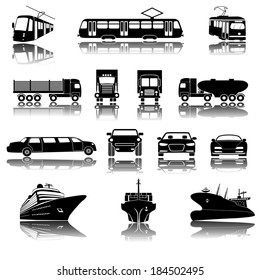 Transportation icons. Vector illustration. 