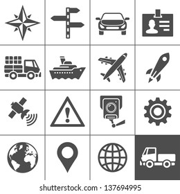 Transportation icons. Vector illustration. Simplus series