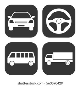 Transportation icons vector set on gray  buttons