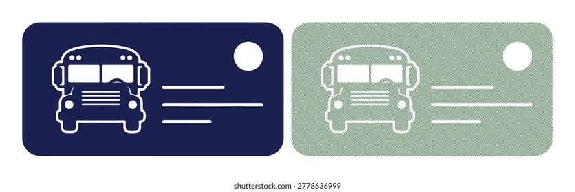 Transportation identification card, student school bus pass, secure pattern graphic design.