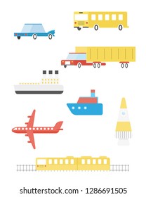 Transportation illustration, Transport vector flat icons set. Set of vehicle, City cars and vehicles transport. Vector illustration