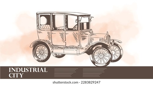 transportation industrial city of sketch ink drawing for art print design. transport city of illustration famous from ink drawing hand made for digital print. post card, poster, label vintage