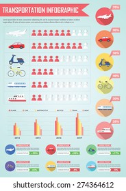 Transportation infographic design element with long shadow icon, VECTOR, EPS10