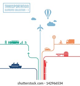 Transportation infographics - graphic elements collection 1, all means of transport