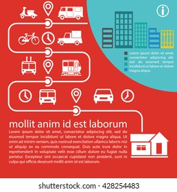 Transportation Infographics illustrations vehicles. Data collection and visualization of information about the vehicle traffic.  Set elements of infographics. 