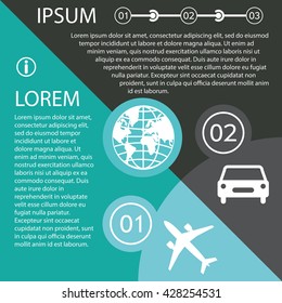 Transportation Infographics illustrations vehicles. Data collection and visualization of information about the vehicle traffic.  Set elements of infographics. 