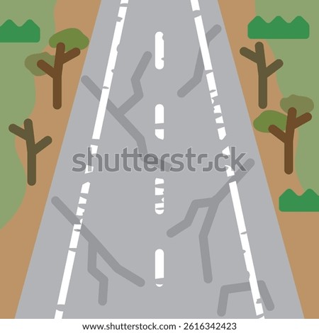 Transportation infrastructure icon: Deteriorating, deteriorated and dilapidated roads
