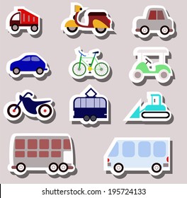 transportation items as stickers