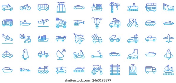 Transportation line Gradient icon pictogram symbol visual illustration Set