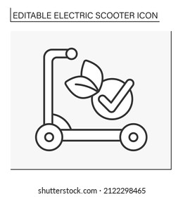  Icono de línea de transporte. Transporte ecológico rápido y rápido. Movimiento. Concepto de motocicleta eléctrica. Ilustración vectorial aislada. Trazo editable