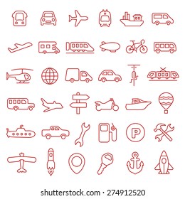 Transportation line icon set