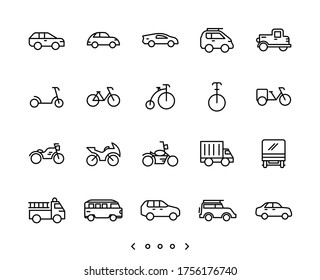 Transportation line icon set vector set