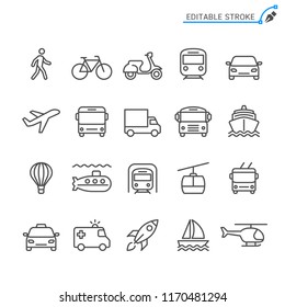 Transportation line icons  Editable stroke  Pixel perfect 