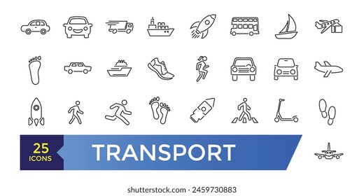 Transportation line icons. Logistics Related Vector Line Icons.