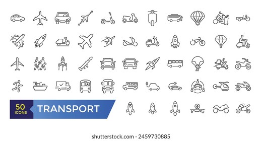 Transportation line icons. Logistics Related Vector Line Icons.