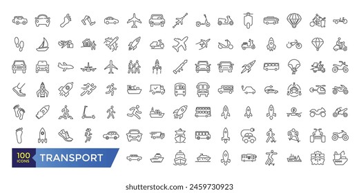 Transportation line icons. Logistics Related Vector Line Icons.