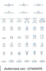 Transportation line icons set