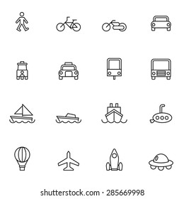transportation line icons set vector illustration For Mobile, Web And Applications