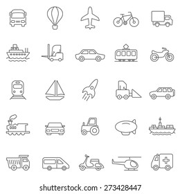 Transportation line icons set.Vector