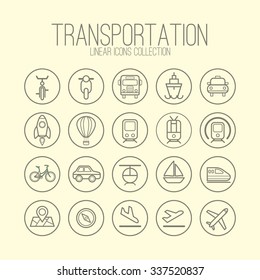 Transportation Linear Icons Collection
