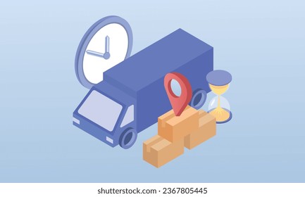 Transportation and logistics concepts for parcel delivery and tracking box.on blue background.3D design.isometric vector design Illustration.