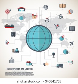 Transportation and logistics - Transportation and logistics infographic elements and editable vector icons for video, mobile apps, Web sites and print projects.EPS 10vector.
