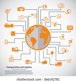 Transportation and logistics - Transportation and logistics infographic elements and editable vector icons for video, mobile apps, Web sites and print projects.EPS 10vector.