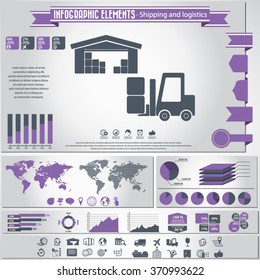 Transportation and logistics infographic - Transportation and logistics infographic elements and editable vector icons for video, mobile apps, Web sites and print projects.