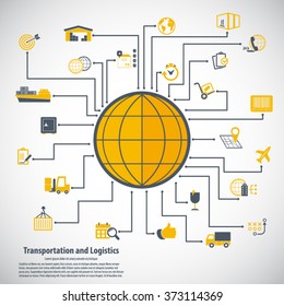 Transportation and logistics - Transportation and logistics infographic elements and editable vector icons for video, mobile apps, Web sites and print projects.EPS 10vector.