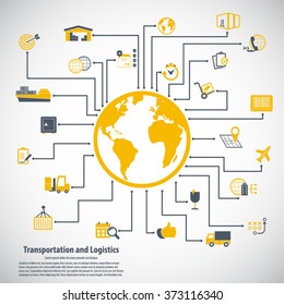 Transportation and logistics - Transportation and logistics infographic elements and editable vector icons for video, mobile apps, Web sites and print projects.EPS 10vector.