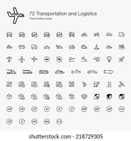 Transportation And Logistics Pixel Perfect Icons (line Style)