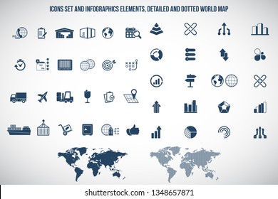 Transportation, logistics and shipping icon set