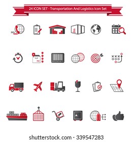 Transportation, logistics and shipping icon set