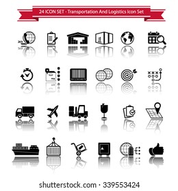 Transportation, logistics and shipping icon set