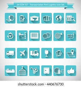 Transportation, logistics and shipping icon set