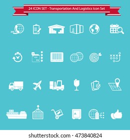 Transportation, logistics and shipping icon set