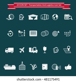 Transportation, logistics and shipping icon set