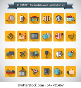 Transportation, logistics and shipping icon set