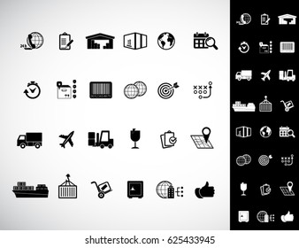 Transportation, logistics and shipping icon set