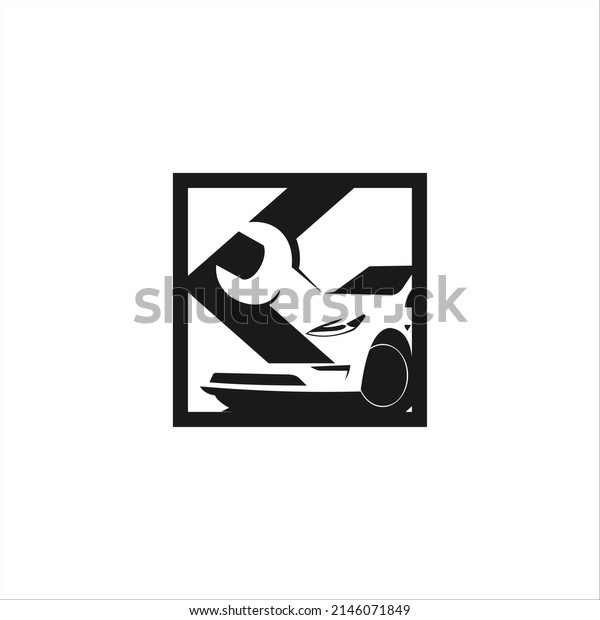 Transportation logo design idea with car silhouette\
in square frame\
idea