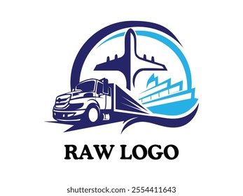 Transportation Logo Vektor Blue and White Colors