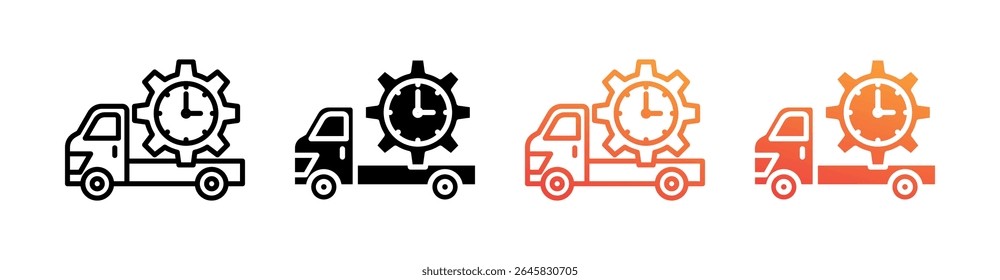 Gestión de Transportes Multi Style Icon Set Vector