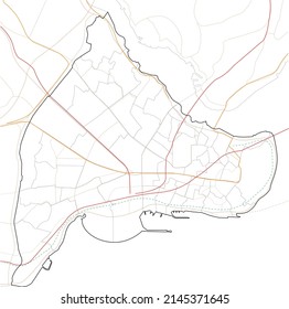 Transportation Map of Fatih District, Located in Istanbul Province, Turkey, Red Colors Show Subway Lines, Orange Colors Tram Lines, Green Line Under Construction Line, Brown Lines Roads